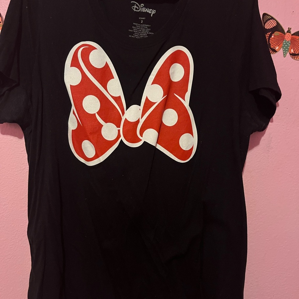 Disney Black Tee with Red and White Bow